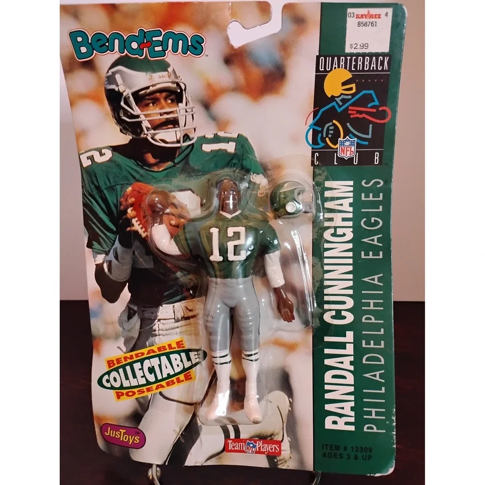 Randall Cunningham Philadelphia Eagles Bend-Ems Figure JustToys 1992 Vintage NFL